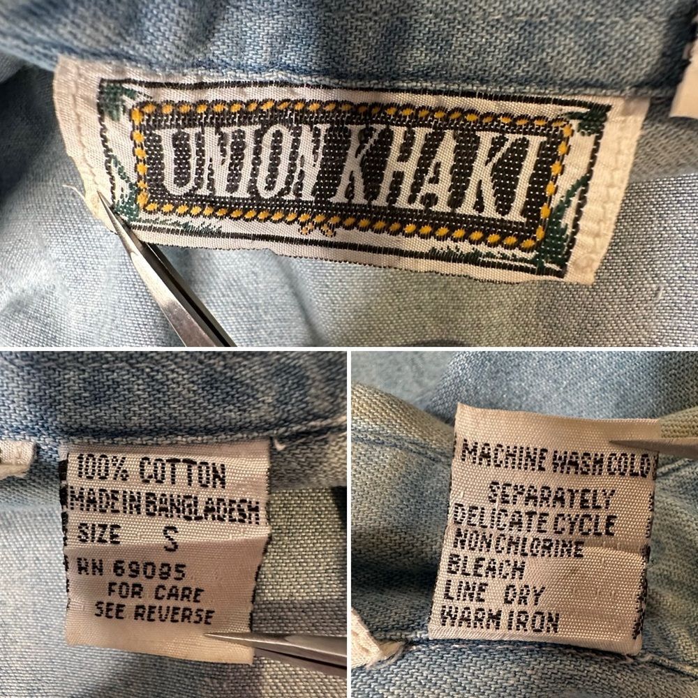 Vintage Union Khaki Denim Shirt Rugged Workwear Y2K Oversized Button-Up Menswear - Picture 6 of 12